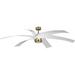 Insigna Collection 72-in Six-Blade Vintage Brass Contemporary Ceiling Fan with Matte White Blades - 72 in x 72 in x 14.75 in