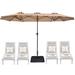 13FT Outdoor Patio Umbrella with Base Included, Double Sided Pool Umbrellas with Fade Resistant Canopy, Large Table Umbrella