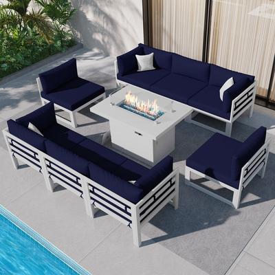 FINCATI White Aluminum Modern Patio Furniture Sectional Sofa Set with Cushion