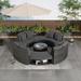 9-Piece Outdoor Patio Furniture Luxury Circular Sofa Set, Rattan Wicker Sectional Sofa Lounge with Coffee Table, 6 Pillows