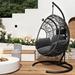 Large Hanging Egg Chair with C-Stand, PE Wicker Egg Swing Chair Outdoor Indoor PE Rattan Hanging Chair with Comfort Cushion