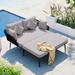 Outdoor Patio Daybed for 2 Person for Balcony, Woven Nylon Rope Backrest with Washable Cushions