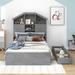 Twin Size Wood Platform Bed with 2 Drawers & Storage Headboard, Gray