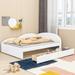 PU Upholstered Tufted Daybed with Two Drawers and Cloud Shaped Guardrail