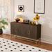 Retro-Style Sideboard with Adjustable Shelves with Rectangular Metal Handles and Legs