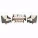 4-Piece Rattan Outdoor Conversation Sofa Set with Wooden Coffee Table and Cushions