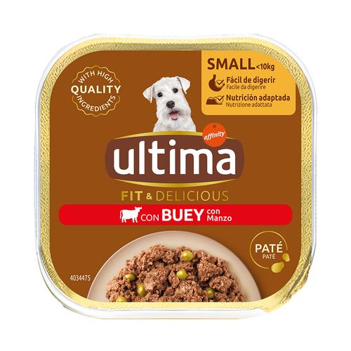 22x 150g Ultima Fit & Delicious Paté Mini Rind Hundefutter nass