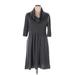 Signature by Robbie Bee Casual Dress - A-Line Cowl Neck 3/4 sleeves: Gray Print Dresses - Women's Size 2X