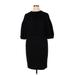 ELOQUII Casual Dress - Sheath Crew Neck 3/4 sleeves: Black Solid Dresses - Women's Size 16 Plus