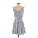 Express Outlet Casual Dress - Wrap Plunge Sleeveless: White Print Dresses - Women's Size Small