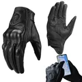 Gants de moto en cuir pour hommes quatre saisons anti-chute peau de mouton durable équitation