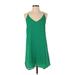 TCEC Casual Dress - A-Line: Green Solid Dresses - Women's Size Small
