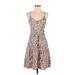 Shein Casual Dress - A-Line Scoop Neck Sleeveless: Tan Leopard Print Dresses - Women's Size Medium