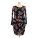 Lularoe Casual Dress - Sheath Scoop Neck 3/4 sleeves: Black Floral Dresses - Women's Size 3X