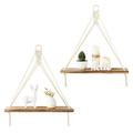 X－MAX FURNITURE Hanging Shelves Boho Wall Decor Set Of 2 Rustic Floating Storage Shelf For Bedroom Bathroom Living Room Nursery Dorm Room | Wayfair