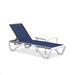 Arlmont & Co. Sendi 76" Long Reclining Single Chaise w/ Table Plastic/Metal in Gray/White | 31.5 H x 27.4 W x 76 D in | Outdoor Furniture | Wayfair