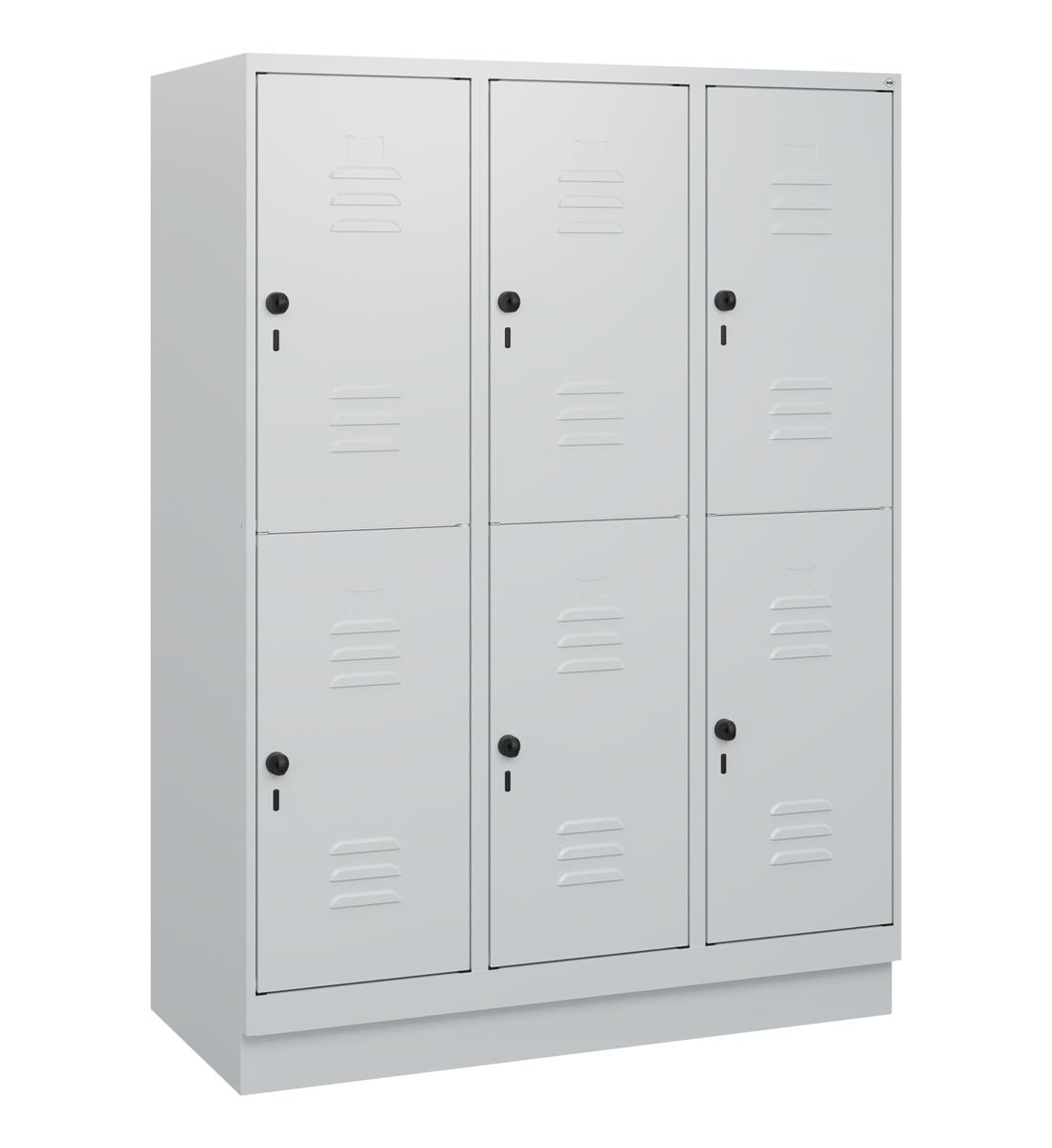 C+P Doppelstock-Spind Classic PLUS, Sockel, 3 Abteile, 1630x1200x500mm, 7035/703 Image