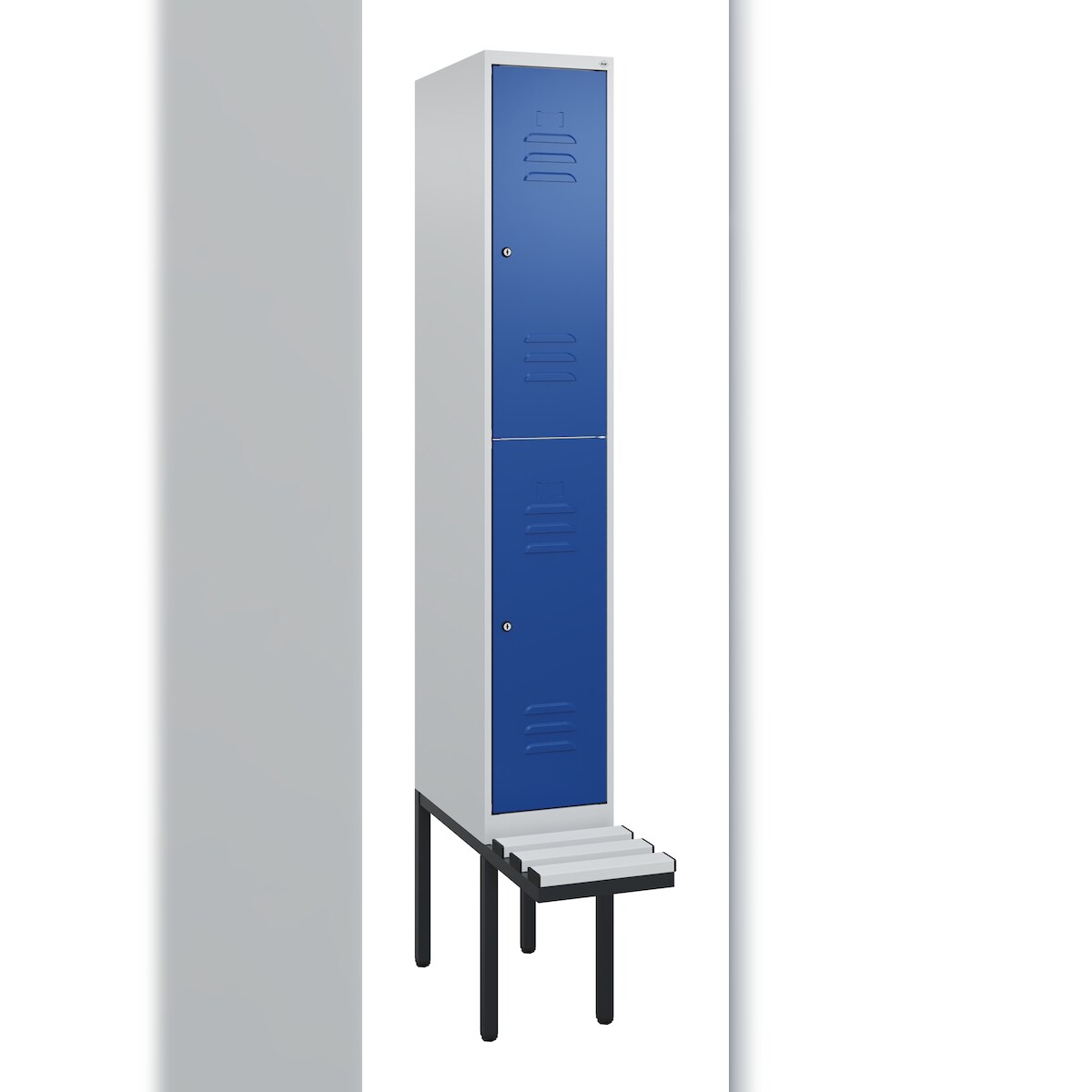 C+P Doppelstock-Spind Classic PLUS, Bank, 1 Abteil, 2120x300x815mm, 7035/5010 Image