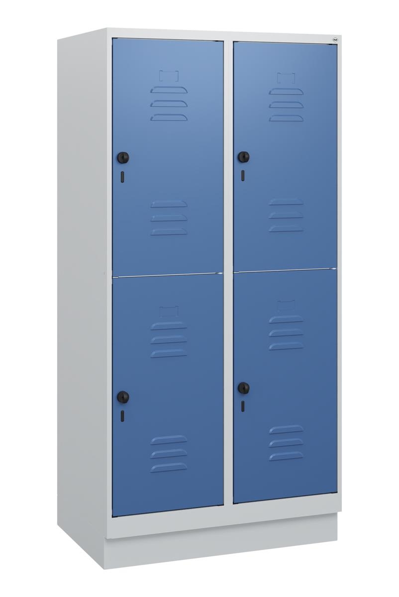 C+P Doppelstock-Spind Classic PLUS, Sockel, 2 Abteile, 1630x800x500mm, 7035/5023 Image