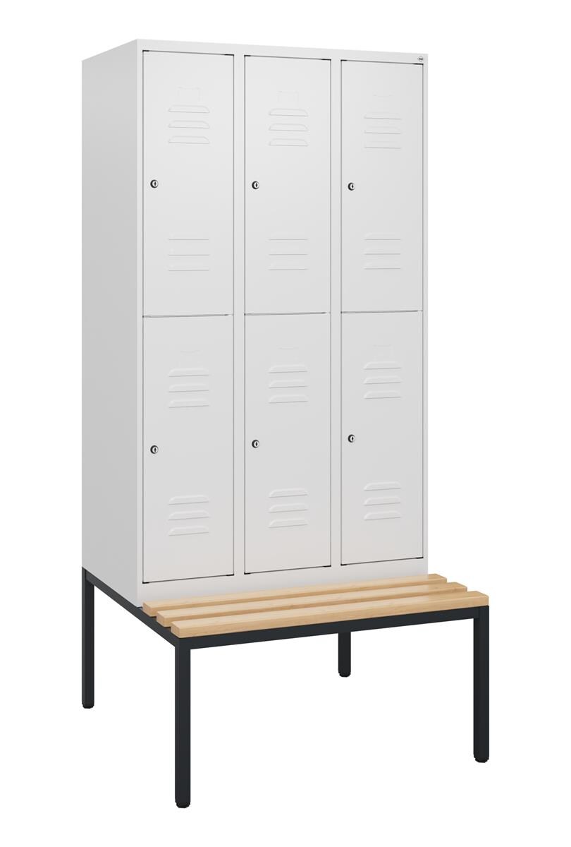 C+P Doppelstock-Spind Classic PLUS, Bank, 3 Abteile, 1950x900x815mm, 9016/9016 Image