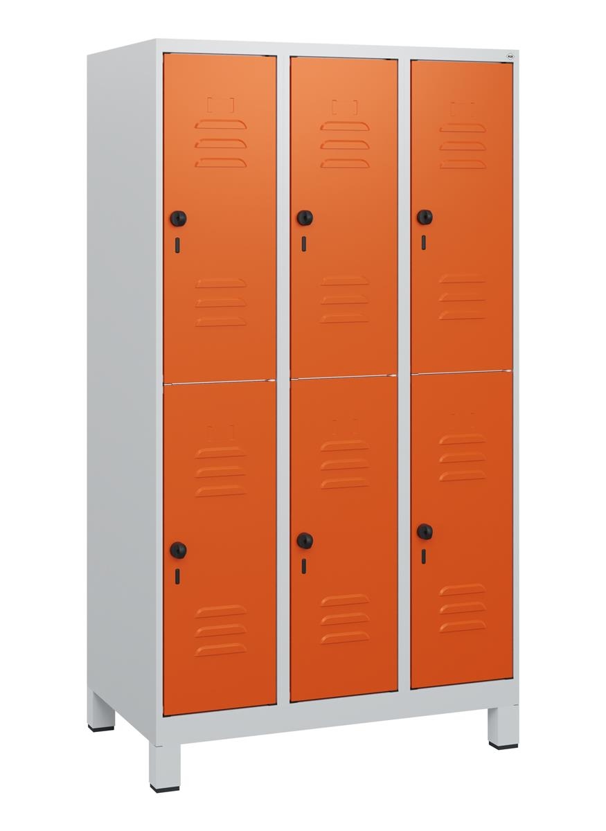 C+P Doppelstock-Spind Classic PLUS, Füße, 3 Abteile, 1630x900x500mm, 7035/2004 Image