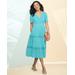 Draper's & Damon's Women's Malibu Gauze Tiered Dress - Blue - 1X - Womens