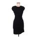 Planet Gold Casual Dress - Bodycon High Neck Short sleeves: Black Solid Dresses - Women's Size Medium