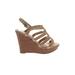 Me Too Wedges: Tan Print Shoes - Women's Size 6 1/2 - Open Toe