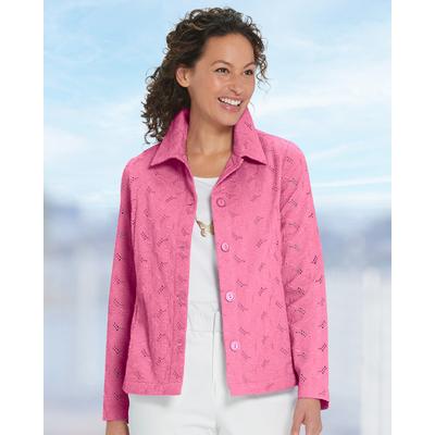 Appleseeds Women's Floral Eyelet Jacket - Pink - 3...