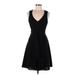 Vince Camuto Casual Dress - Wrap Plunge Sleeveless: Black Print Dresses - Women's Size 6