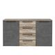 Forte MINDI Sideboard mit 4 Schubladen und 2 Türen, Holzwerkstoff, Picea Kiefer/Betonoptik Dunkelgrau, B x H x T: 149,6 x 80,8 x 41,3 cm