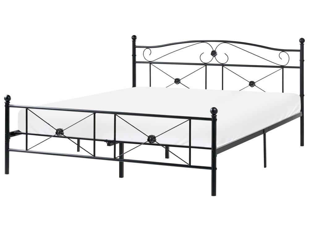 Lit double en métal noir 160x200