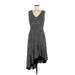 Tommy Hilfiger Casual Dress - Midi V Neck Sleeveless: Black Polka Dots Dresses - Women's Size 8