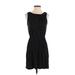 Ann Taylor LOFT Casual Dress - A-Line Crew Neck Sleeveless: Black Dresses - Women's Size Small