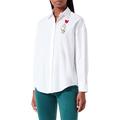 Love Moschino Damen Regular Fit Long Sleevewith Animalier Allover Print. Shirt, Optical White, 46 EU