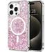 Case for iPhone 15 Pro Case Glitter Cute Clear Glitter Sparkly Shiny Bling Sparkle Cover Anti-Scratch Soft TPU Thin Slim Fit Shockproof Protective Phone Cases for Women Girls Shiny Pink