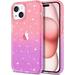 Case for iPhone 15 Plus Case Glitter Cute Clear Glitter Sparkly Shiny Bling Sparkle Cover Anti-Scratch Soft TPU Slim Fit Shockproof Protective Phone Cases Women Girls Gradient Pink/Purple