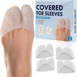 Dr. Frederick s Original Covered Toe Sleeves - 4 Pieces - Gel Toe Protectors with Metatarsal Pads - Cushioning Gel Toe Caps - Soft Protectors for Men & Women