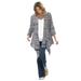 Plus Size Women's Open Front Pointelle Cardigan by Woman Within in Black White Marled (Size M) Sweater