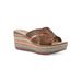 Women's White Mountain Samwell Platform Wedge Sandal by White Mountain in Tan Smooth Multi (Size 6 1/2 M)