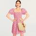 J. Crew Dresses | J. Crew Puff Sleeve Smocked Mini Dress In Dandelion Swirl Large P | Color: Pink/Red | Size: Lp