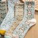 Anthropologie Accessories | Anthropologie Set Of 3 Pairs Of Textured Spring Socks Nwot | Color: Cream | Size: Os