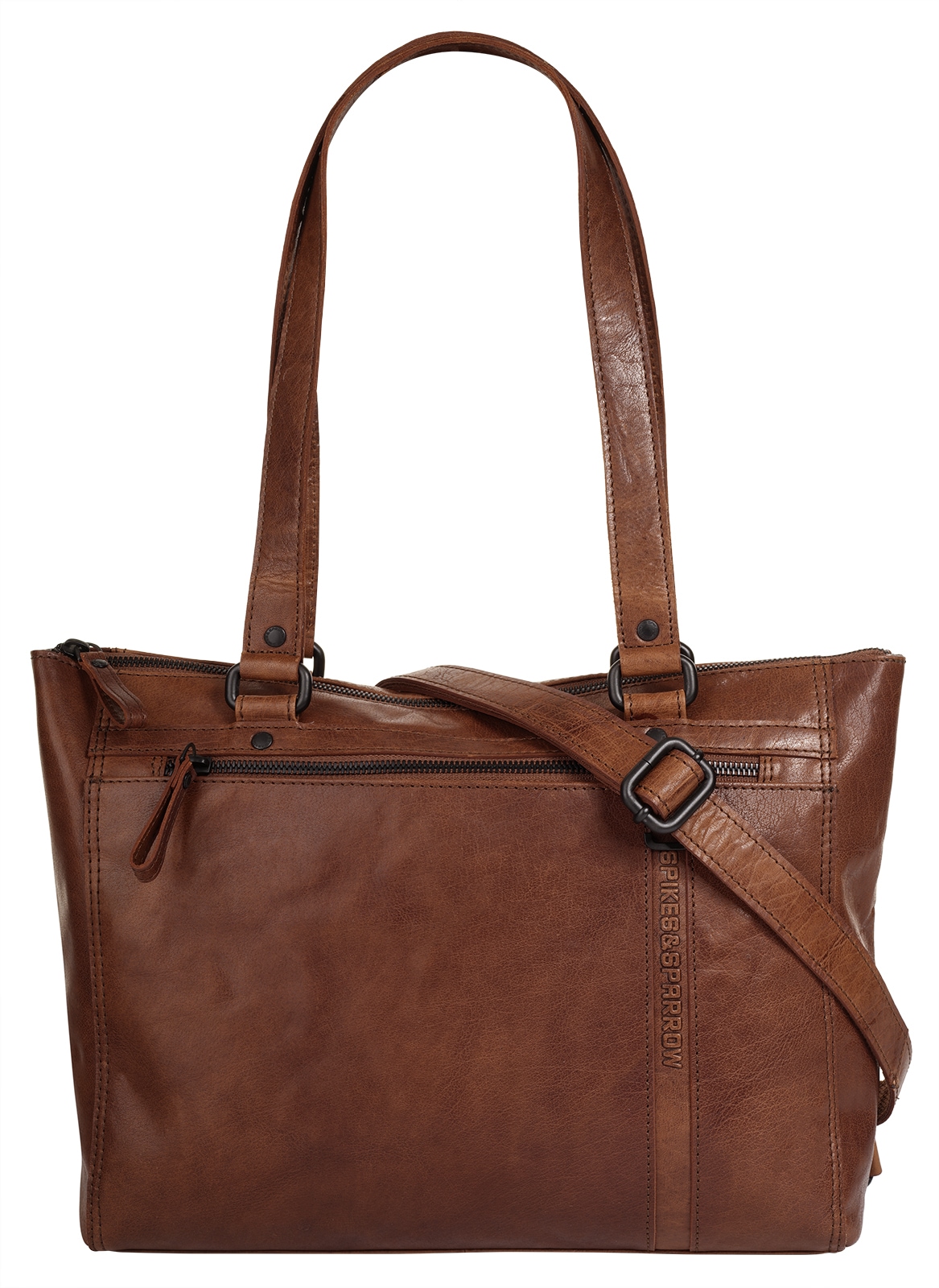 Shopper SPIKES & SPARROW, Damen, Gr. B/H/T: 30cm x 26cm x 9cm onesize, braun (cognac), Leder, leicht glänzend, unifarben, Taschen, echt Leder Image