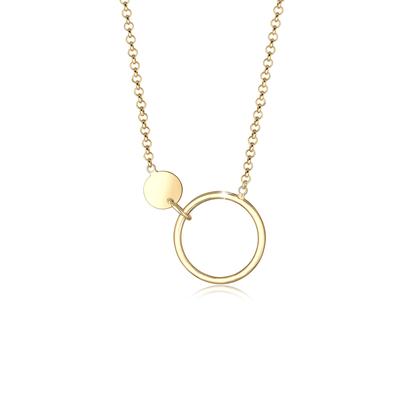 Kette mit Anhänger ELLI "Erbskette Kreis Plättchen Geo Design 925 Sterling Silber" Gr. 45, gold, Halsketten, Damen, 45, Silber 925 (Sterlingsilber), L: 45cm Image