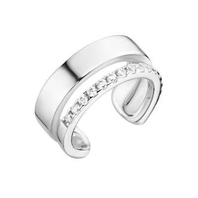 Ohrklemme FIRETTI "Schmuck Geschenk Silber 925 Ear Cuff in zweireihiger Optik", silber (silberfarben, kristallweiß, kristallweiß), Ohrringe, Damen, Silber 925 (Sterlingsilber), mit Zirkonia (synth.) Image