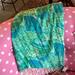 Lilly Pulitzer Accessories | Lilly Pulitzer Fan Print Murfee Silk Blend Scarf | Color: Blue/Green | Size: Os