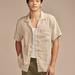 Lucky Brand Striped Linen Camp Shirt - Men's Clothing Outerwear Shirt Jackets in Natural Stripe, Size M