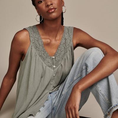 Lucky Brand Lace Trim Tank - Women's Clothing Tops...
