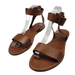 Madewell Shoes | Madewell Womens The Boardwalk Brown Leather Ankle Strap Flats Sandals Size 8.5 | Color: Brown | Size: 8.5