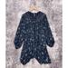 Free People Dresses | Free People Dress Large Womens Blue Floral Smocked Tie Long Sleeve Mini | Color: Blue/Red | Size: L